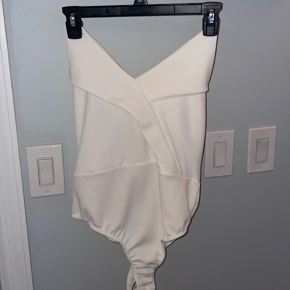 PLT strapless white bodysuit